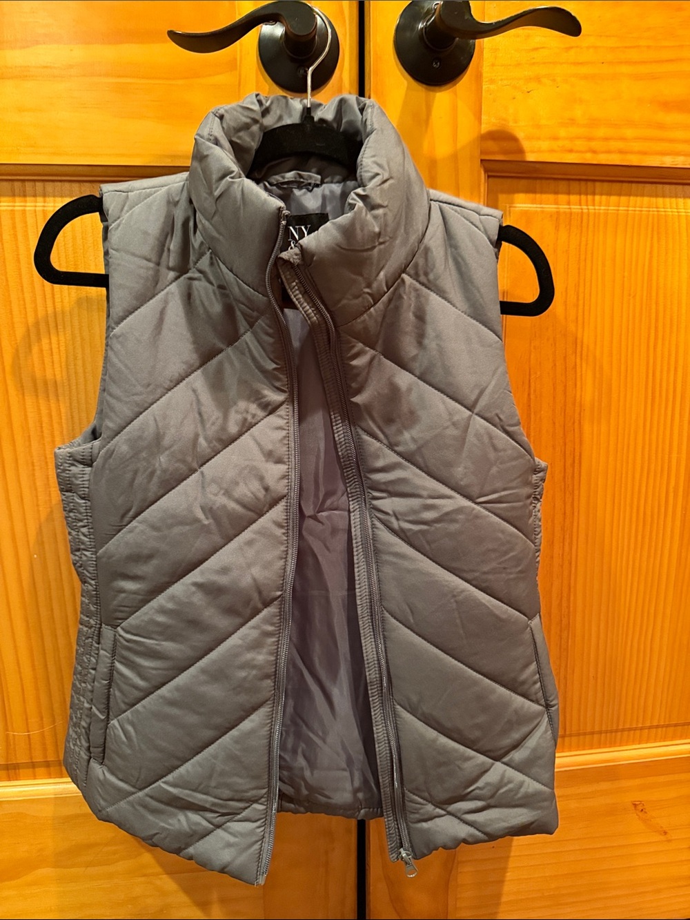 New York & Company Grey Quilted Puffer Vest